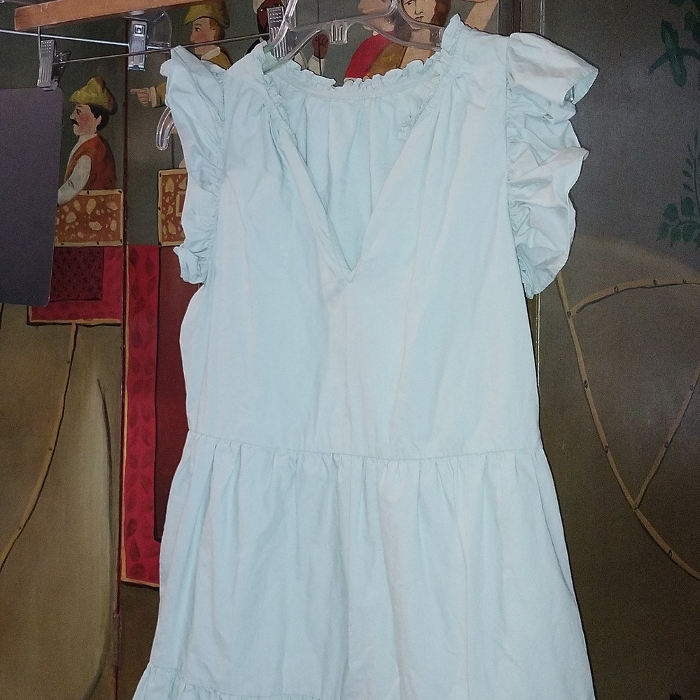 Fun Light Green Ruffle BOHO Dress - Picture 2 of 4